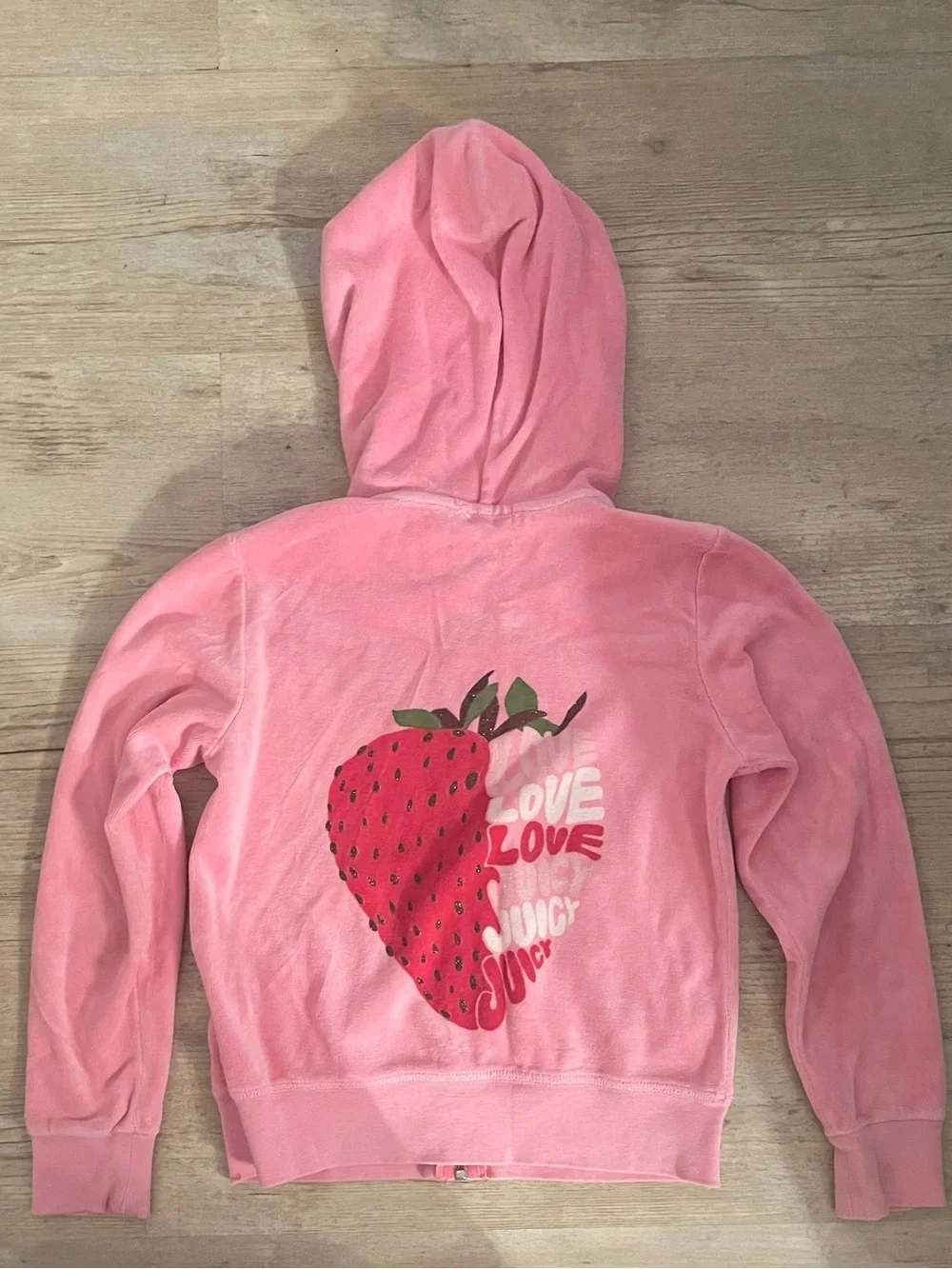 Rare Kids juicy couture Pink Hoodie Zip-Up Sweatshirt strawberry